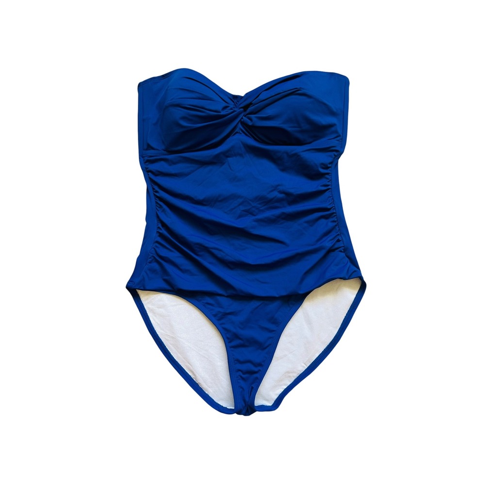 Tommy‎ Bahama Pearl Twist Front Shirred One Piece Swimsuit Blue Sapphire Size 12